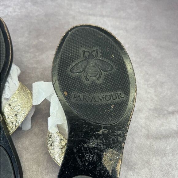 Gucci Crinkled Metallic Gg Marmont Leather Thongs 39.5 - Picture 12 of 13